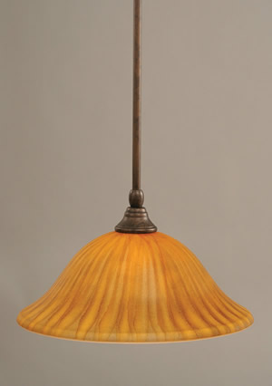 Stem Mini Pendant With Hang Straight Swivel Shown In Bronze Finish With 12" Tiger Glass