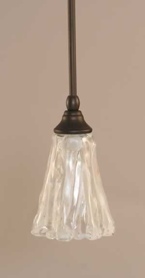 Stem Mini Pendant With Hang Straight Swivel Shown In Bronze Finish With 5.5" Fluted Italian Ice Glass