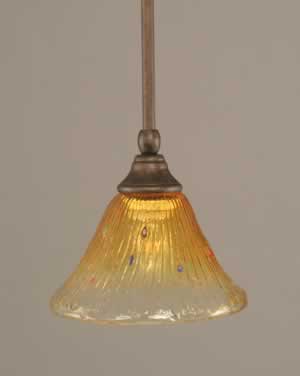 Stem Mini Pendant With Hang Straight Swivel Shown In Bronze Finish With 7" Gold Champagne Crystal Glass