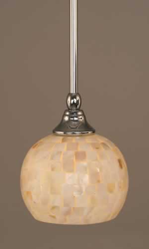 Stem Mini Pendant With Hang Straight Swivel Shown In Chrome Finish With 6" Mystical Seashell Glass "