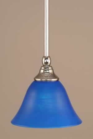 Stem Mini Pendant With Hang Straight Swivel Shown In Chrome Finish With 7" Blue Italian Glass "