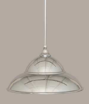 Stem Mini Pendant With Hang Straight Swivel Shown In Chrome Finish With 16” Chrome Double Bubble Metal Shade