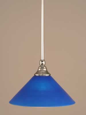 Stem Mini Pendant With Hang Straight Swivel Shown In Chrome Finish With 10" Blue Italian Glass "