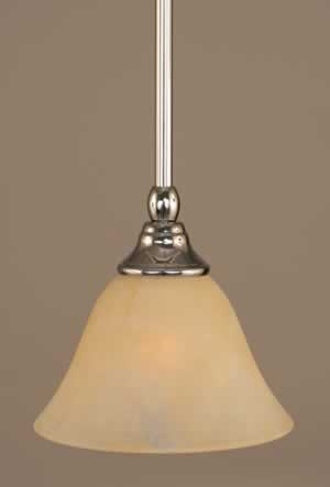 Stem Mini Pendant With Hang Straight Swivel Shown In Chrome Finish With 7" Amber Marble Glass "