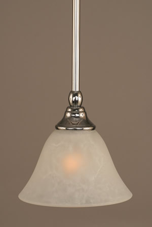 Stem Mini Pendant With Hang Straight Swivel Shown In Chrome Finish With 7" White Marble Glass "