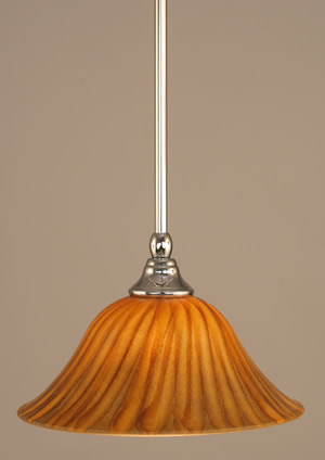 Stem Mini Pendant With Hang Straight Swivel Shown In Chrome Finish With 10" Tiger Glass "