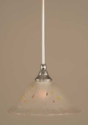 Stem Mini Pendant With Hang Straight Swivel Shown In Chrome Finish With 10" Frosted Crystal Glass "
