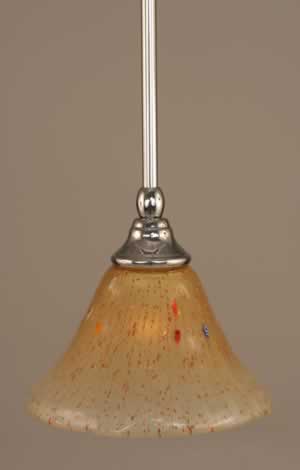Stem Mini Pendant With Hang Straight Swivel Shown In Chrome Finish With 7" Amber Crystal Glass "