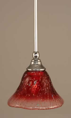 Stem Mini Pendant With Hang Straight Swivel Shown In Chrome Finish With 7" Raspberry Crystal Glass "