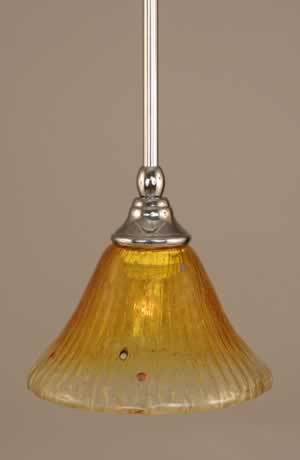 Stem Mini Pendant With Hang Straight Swivel Shown In Chrome Finish With 7" Gold Champagne Crystal Glass "