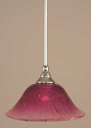 Stem Mini Pendant With Hang Straight Swivel Shown In Chrome Finish With 10" Wine Crystal Glass "