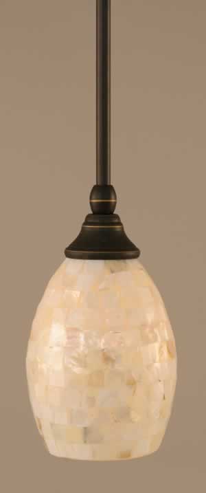 Stem Mini Pendant With Hang Straight Swivel Shown In Dark Granite Finish With 5" Ivory Glaze Seashell Glass