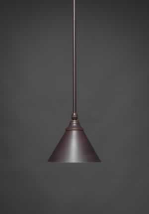 Stem Mini Pendant With Hang Straight Swivel Shown In Dark Granite Finish With 7” Dark Granite Cone Metal Shade