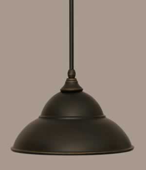 Stem Mini Pendant With Hang Straight Swivel Shown In Dark Granite Finish With 13” Dark Granite Double Bubble Metal Shade