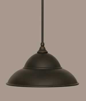 Stem Mini Pendant With Hang Straight Swivel Shown In Dark Granite Finish With 16” Dark Granite Double Bubble Metal Shade