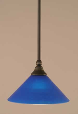 Stem Mini Pendant With Hang Straight Swivel Shown In Dark Granite Finish With 10" Blue Italian Glass