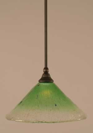 Stem Mini Pendant With Hang Straight Swivel Shown In Dark Granite Finish With 12" Kiwi Green Crystal Glass