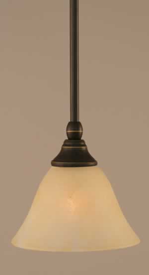 Stem Mini Pendant With Hang Straight Swivel Shown In Dark Granite Finish With 7" Amber Marble Glass
