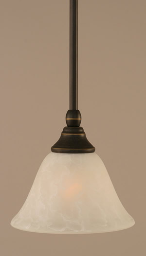 Stem Mini Pendant With Hang Straight Swivel Shown In Dark Granite Finish With 7" White Marble Glass