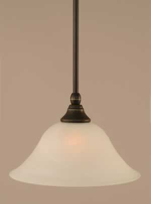 Stem Mini Pendant With Hang Straight Swivel Shown In Dark Granite Finish With 10" White Alabaster Swirl Glass