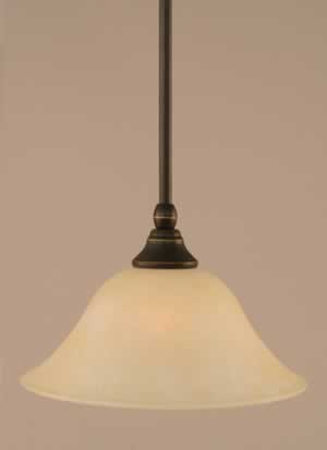 Stem Mini Pendant With Hang Straight Swivel Shown In Dark Granite Finish With 10" Amber Marble Glass