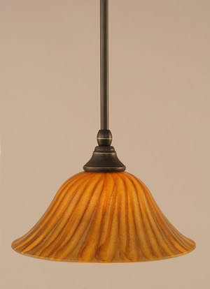 Stem Mini Pendant With Hang Straight Swivel Shown In Dark Granite Finish With 10" Tiger Glass