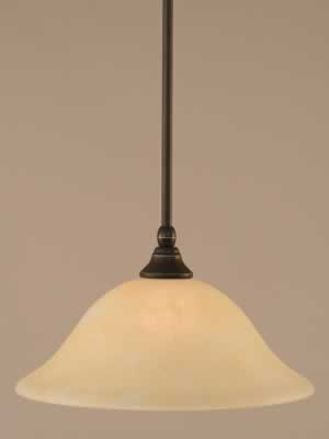 Stem Mini Pendant With Hang Straight Swivel Shown In Dark Granite Finish With 12" Amber Marble Glass