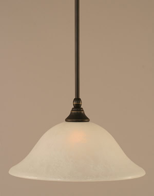 Stem Mini Pendant With Hang Straight Swivel Shown In Dark Granite Finish With 12" White Marble Glass