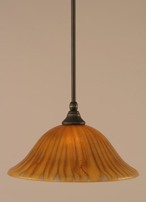 Stem Mini Pendant With Hang Straight Swivel Shown In Dark Granite Finish With 12" Tiger Glass