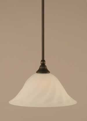 Stem Mini Pendant With Hang Straight Swivel Shown In Dark Granite Finish With 12" White Alabaster Swirl Glass