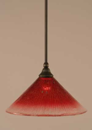 Stem Mini Pendant With Hang Straight Swivel Shown In Dark Granite Finish With 12" Raspberry Crystal Glass