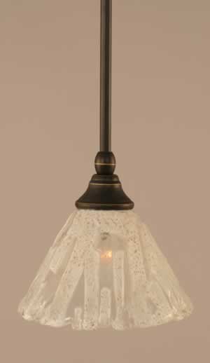 Stem Mini Pendant With Hang Straight Swivel Shown In Dark Granite Finish With 7" Italian Ice Glass