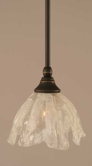 Stem Mini Pendant With Hang Straight Swivel Shown In Dark Granite Finish With 7" Italian Ice Glass