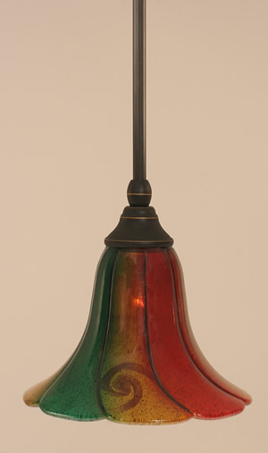 Stem Mini Pendant With Hang Straight Swivel Shown In Dark Granite Finish With 7" Mardi Gras Glass