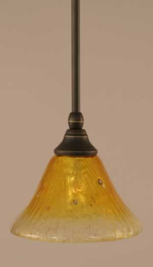 Stem Mini Pendant With Hang Straight Swivel Shown In Dark Granite Finish With 7" Gold Champagne Crystal Glass