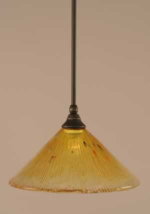 Stem Mini Pendant With Hang Straight Swivel Shown In Dark Granite Finish With 12" Gold Champagne Crystal Glass