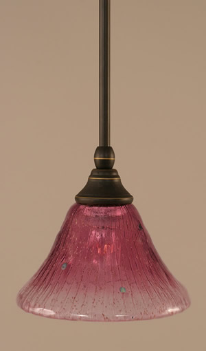 Stem Mini Pendant With Hang Straight Swivel Shown In Dark Granite Finish With 7" Wine Crystal Glass