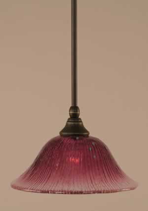 Stem Mini Pendant With Hang Straight Swivel Shown In Dark Granite Finish With 10" Wine Crystal Glass