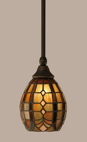 Stem Mini Pendant With Hang Straight Swivel Shown In Dark Granite Finish With 5.5” Paradise Tiffany Glass