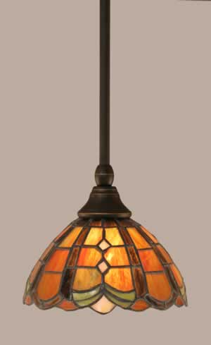 Stem Mini Pendant With Hang Straight Swivel Shown In Dark Granite Finish With 7” Paradise Tiffany Glass