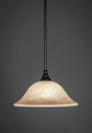 Stem Mini Pendant With Hang Straight Swivel Shown In Matte Black Finish With 12" Italian Marble Glass