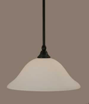 Stem Mini Pendant With Hang Straight Swivel Shown In Matte Black Finish With 12" White Linen Glass