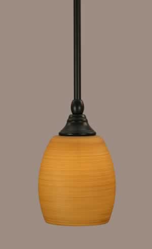 Stem Mini Pendant With Hang Straight Swivel Shown In Matte Black Finish With 5" Cayenne Linen Glass