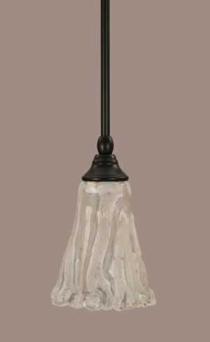 Stem Mini Pendant With Hang Straight Swivel Shown In Matte Black Finish With 5.5" Italian Ice Glass