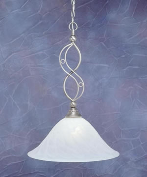 Jazz Pendant Shown In Brushed Nickel Finish With 20" White Alabaster Swirl Glass