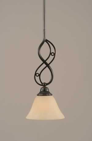 Jazz Mini Pendant With Hang Straight Swivel Shown In Black Copper Finish With 7" Amber Marble Glass