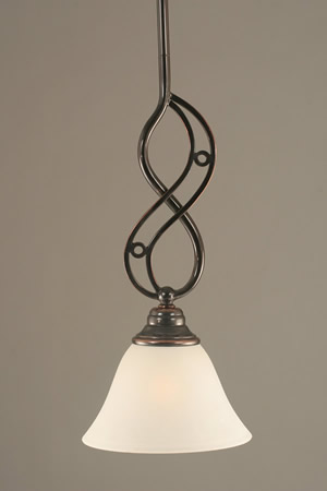 Jazz Mini Pendant With Hang Straight Swivel Shown In Black Copper Finish With 7" White Marble Glass