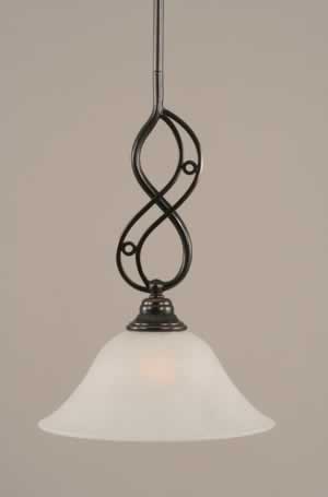 Jazz Mini Pendant With Hang Straight Swivel Shown In Black Copper Finish With 10" White Marble Glass