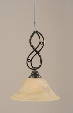 Jazz Mini Pendant With Hang Straight Swivel Shown In Black Copper Finish With 10" Italian Marble Glass
