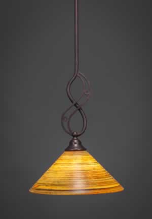 Jazz Mini Pendant With Hang Straight Swivel Shown In Bronze Finish With 12" Firré Saturn Glass